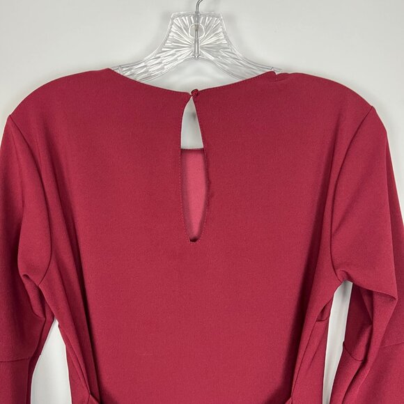 Lulus Womens Last Love Song Burgundy Tie Waist Dress Bell Sleeves size Small - Picture 9 of 14